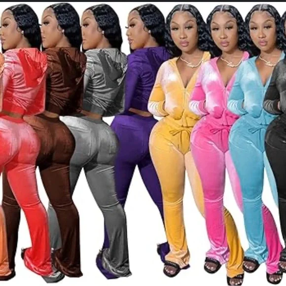 Pink Velour Velvet Women's Jumpsuit - Picture 11 of 11